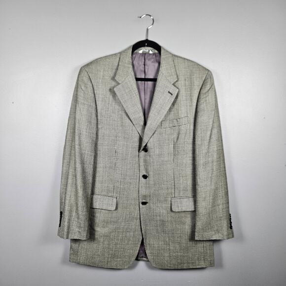 Marshall Fields Other - Marshall Fields‎ Mens 42L Blazer Silk Wool Houndstooth Sport Coat Black Ivory